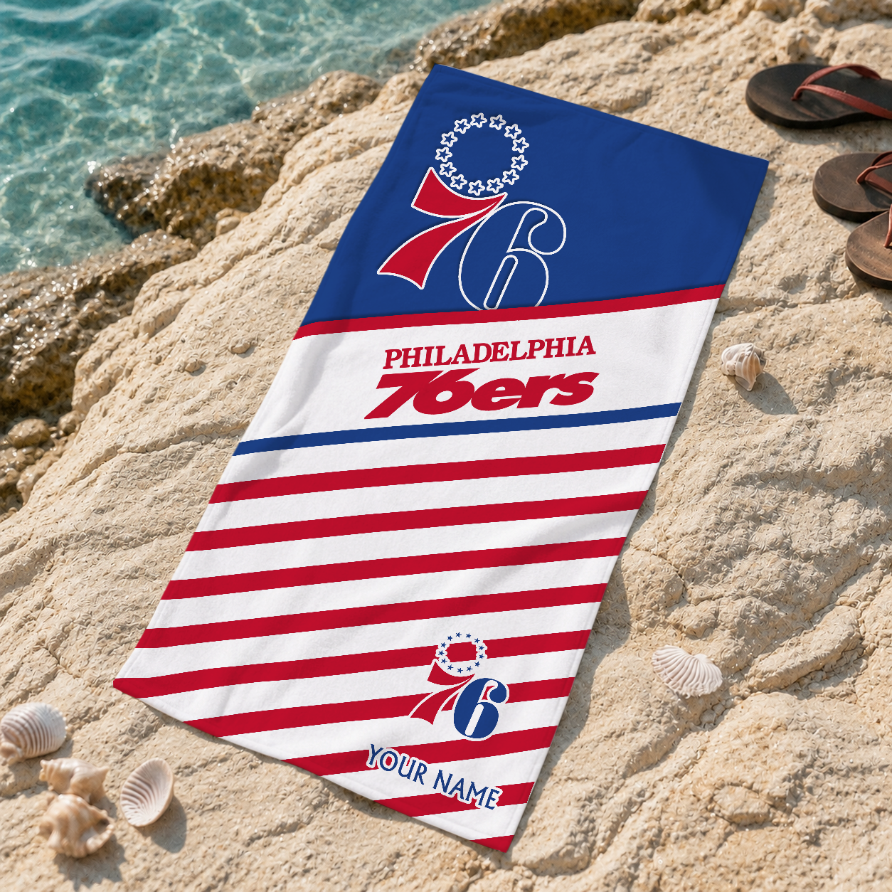 LIMITED EDITION - NEW CUSTOMIZED NBA26 P76 PHILADELPHIA 76ERS BEACH TOWEL FOR FAN