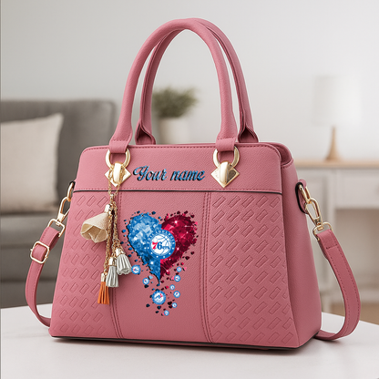LIMITED EDITION - NEW CUSTOMIZED NBA26 P76 PHILADELPHIA 76ERS ZIP HANDBAG MULTICOLOR