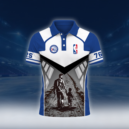 LIMITED EDITION - NEW CUSTOMIZED NBA26 P76 PHILADELPHIA 76ERS POLO SHIRT