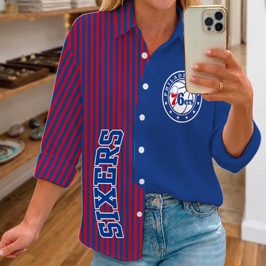 LIMITED EDITION - NEW CUSTOMIZED NBA26 P76 PHILADELPHIA 76ERS WOMEN CASUAL SHIRT FOR FAN