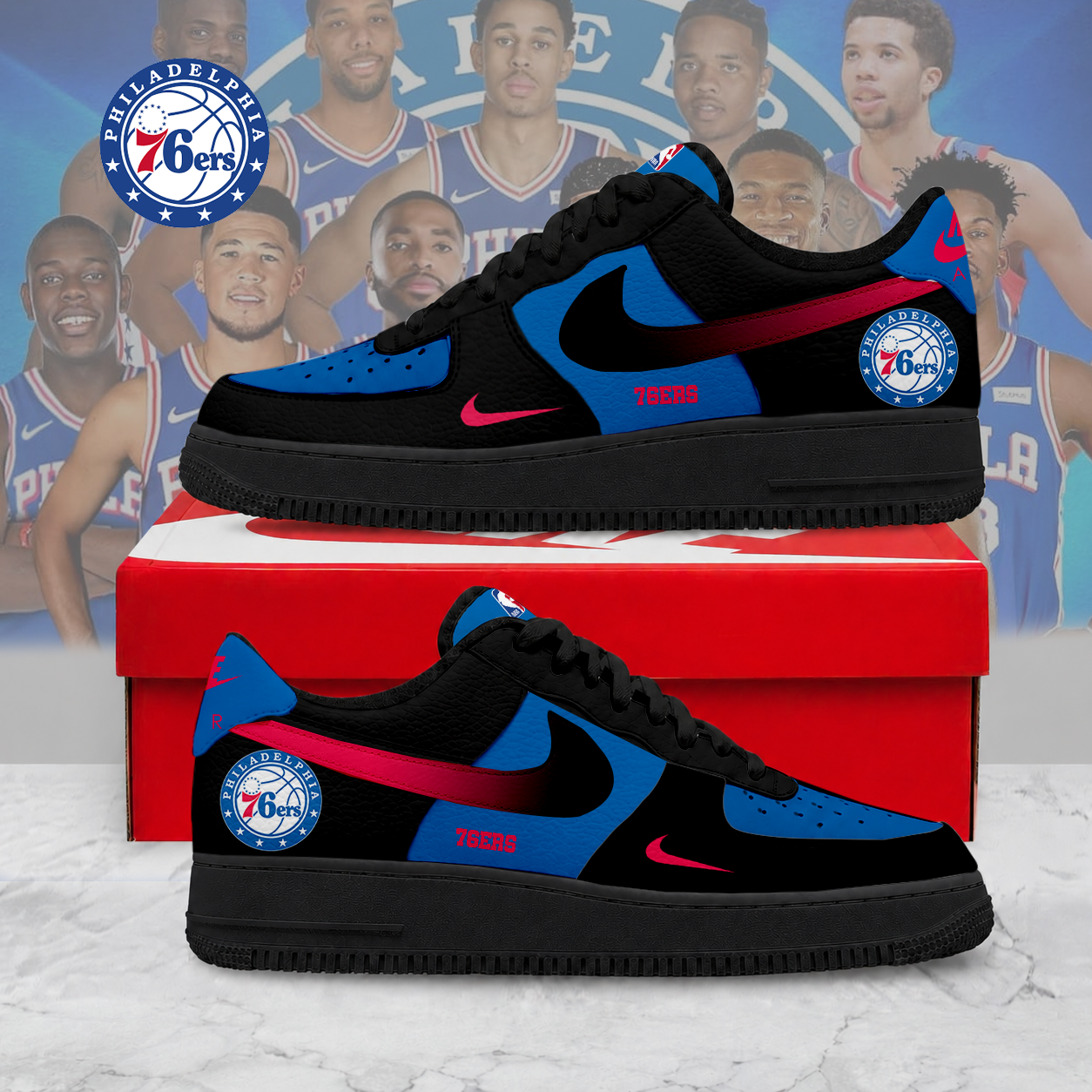 LIMITED EDITION - NEW CUSTOMIZED NBA26 P76 PHILADELPHIA 76ERS AF1 SNEAKERS