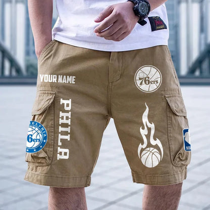 [HOT DEAL] NEW CUSTOMIZED NBA26 P76 PHILADELPHIA 76ERS CARGO SHORTS