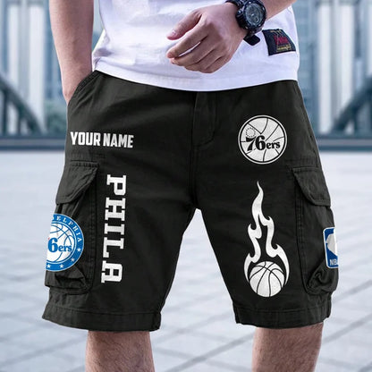[HOT DEAL] NEW CUSTOMIZED NBA26 P76 PHILADELPHIA 76ERS CARGO SHORTS