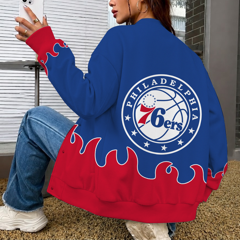 LIMITED EDITION - NEW CUSTOMIZED NBA26 P76 PHILADELPHIA 76ERS BASEBALL JACKET, SATIN VARSITY JACKET