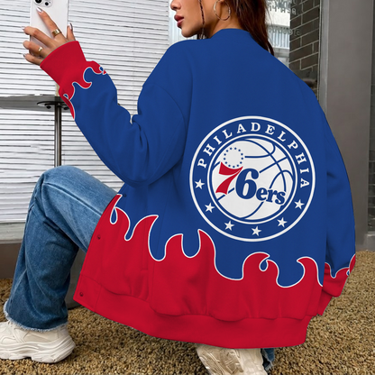 LIMITED EDITION - NEW CUSTOMIZED NBA26 P76 PHILADELPHIA 76ERS BASEBALL JACKET, SATIN VARSITY JACKET