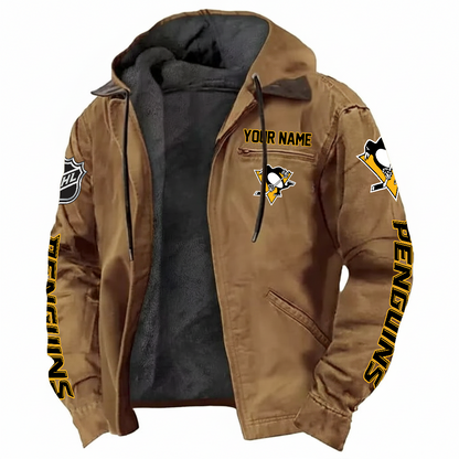 LIMITED EDITION - NEW CUSTOMIZED NHL26 PBP PITTSBURGH PENGUINS HOODED CARDIGAN JACKET