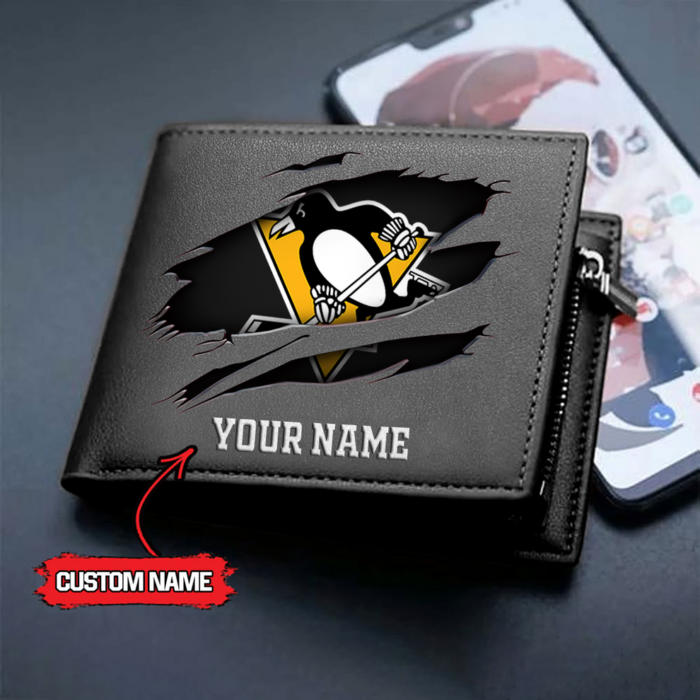 LIMITED EDITION - NEW CUSTOMIZED NHL26 PBP PITTSBURGH PENGUINS LEATHER WALLET