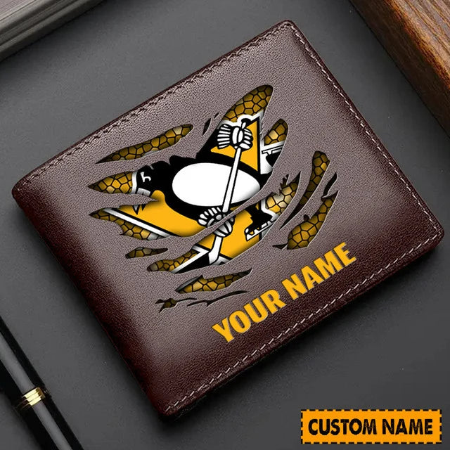 LIMITED EDITION - NEW CUSTOMIZED NHL26 PBP PITTSBURGH PENGUINS LEATHER WALLET