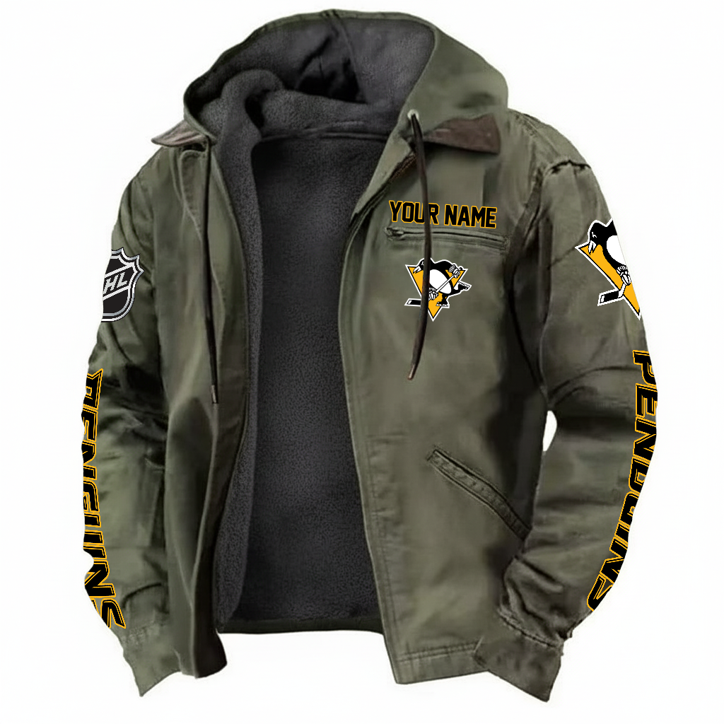 LIMITED EDITION - NEW CUSTOMIZED NHL26 PBP PITTSBURGH PENGUINS HOODED CARDIGAN JACKET