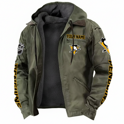 LIMITED EDITION - NEW CUSTOMIZED NHL26 PBP PITTSBURGH PENGUINS HOODED CARDIGAN JACKET