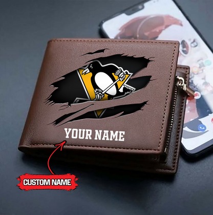 LIMITED EDITION - NEW CUSTOMIZED NHL26 PBP PITTSBURGH PENGUINS LEATHER WALLET