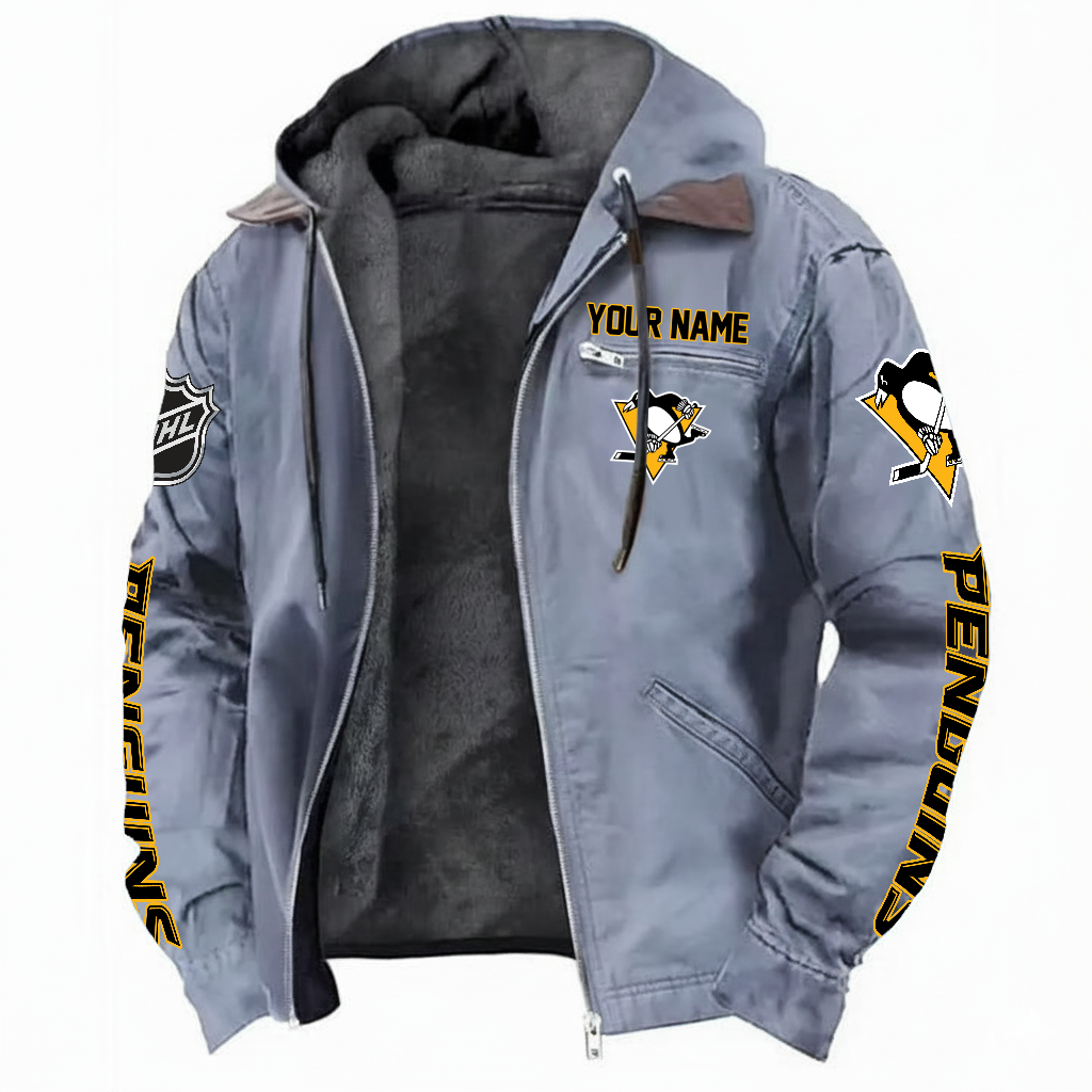 LIMITED EDITION - NEW CUSTOMIZED NHL26 PBP PITTSBURGH PENGUINS HOODED CARDIGAN JACKET