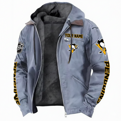 LIMITED EDITION - NEW CUSTOMIZED NHL26 PBP PITTSBURGH PENGUINS HOODED CARDIGAN JACKET