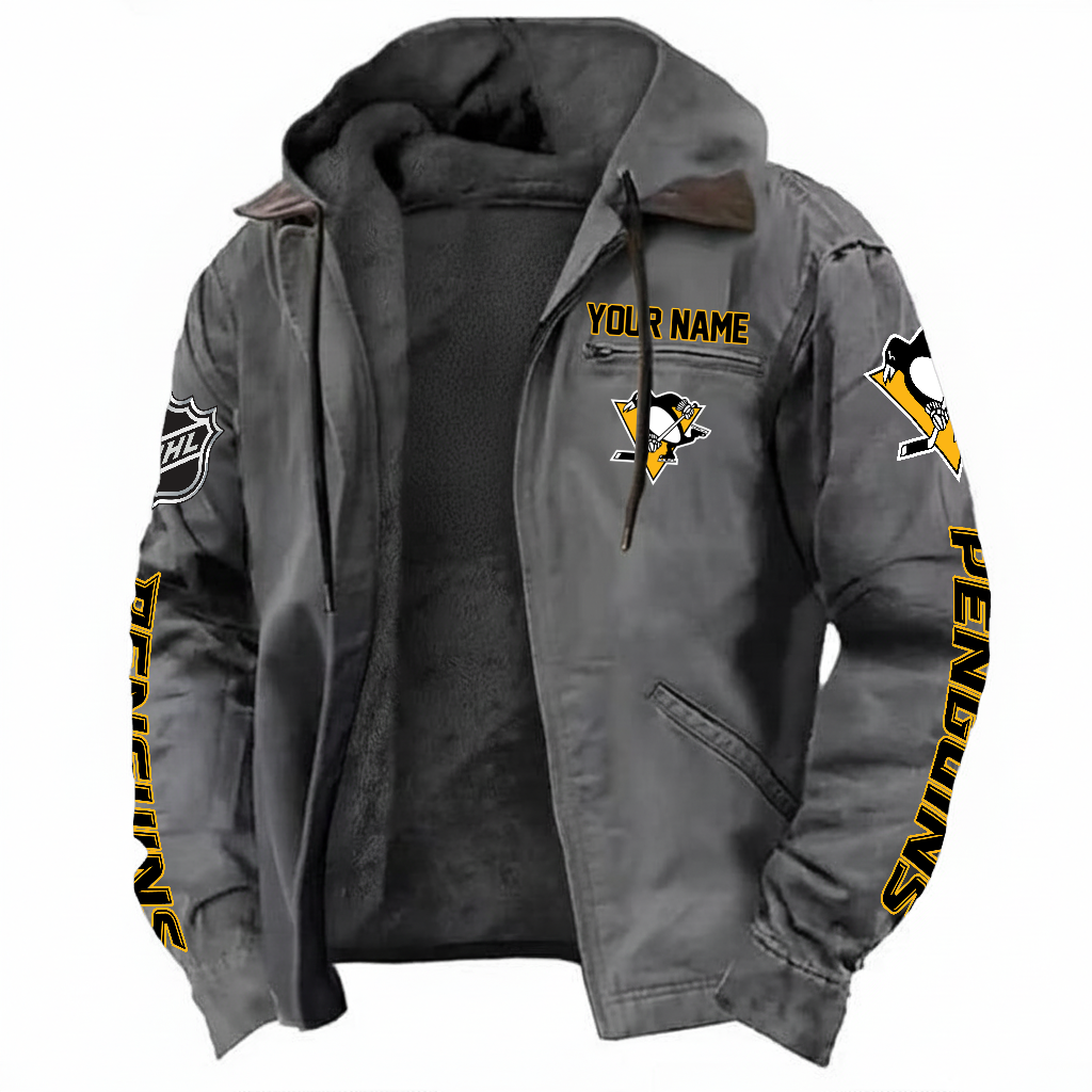 LIMITED EDITION - NEW CUSTOMIZED NHL26 PBP PITTSBURGH PENGUINS HOODED CARDIGAN JACKET