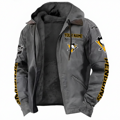 LIMITED EDITION - NEW CUSTOMIZED NHL26 PBP PITTSBURGH PENGUINS HOODED CARDIGAN JACKET