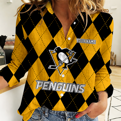 LIMITED EDITION - NEW CUSTOMIZED NHL26 PBP PITTSBURGH PENGUINS WOMEN CASUAL SHIRT FOR FAN