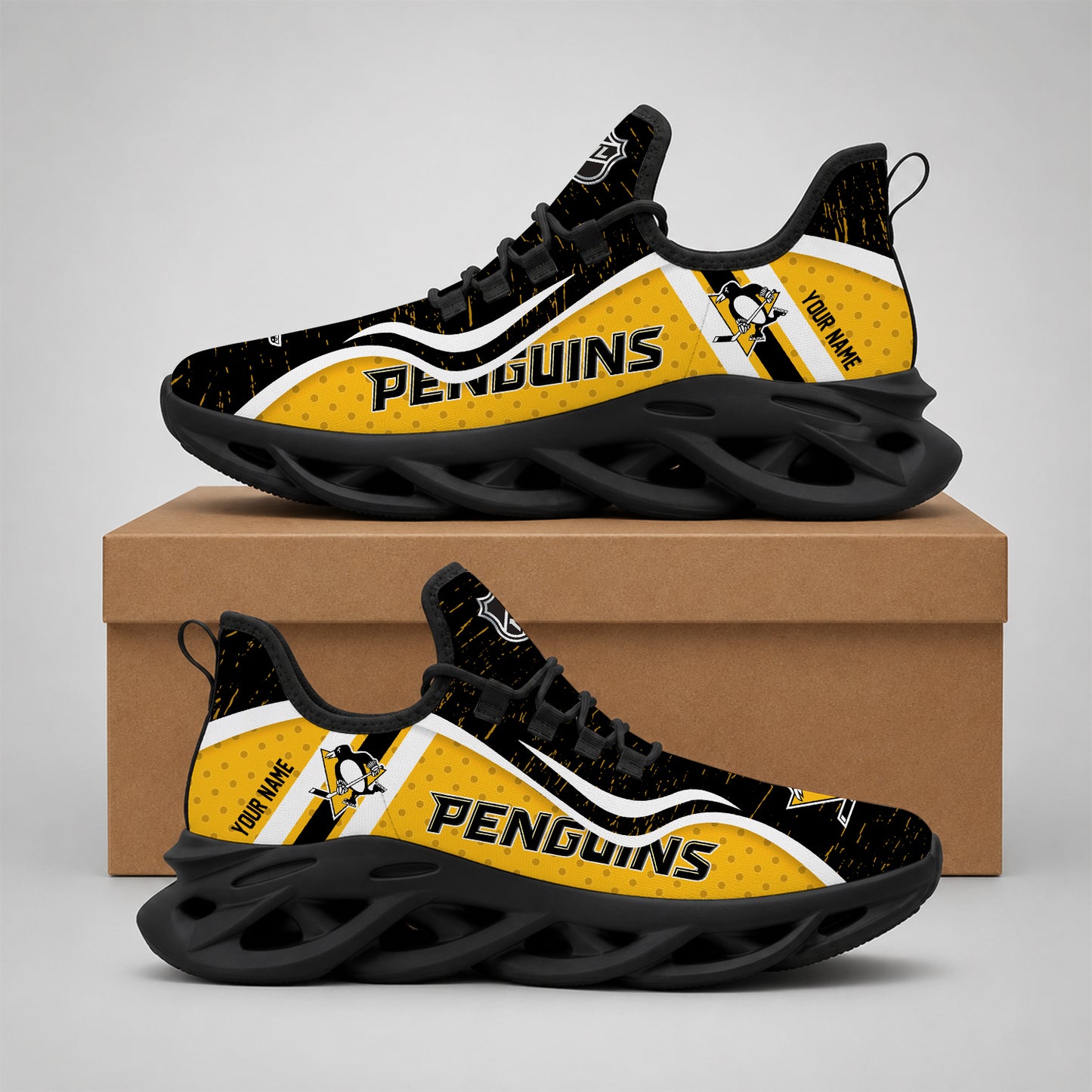 VIRAL EDITION - NEW CUSTOMIZED NHL26 PBP PITTSBURGH PENGUINS CLUNKY SNEAKERS