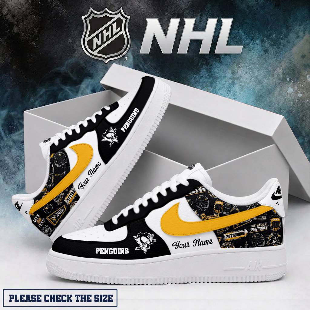 LIMITED EDITION - NEW CUSTOMIZED NHL26 PBP PITTSBURGH PENGUINS AF1 SHOES