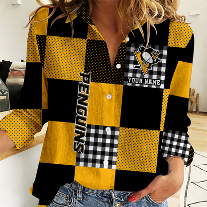 LIMITED EDITION - NEW CUSTOMIZED NHL26 PBP PITTSBURGH PENGUINS WOMEN CASUAL SHIRT FOR FAN