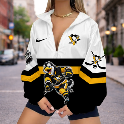 LIMITED EDITION - NEW CUSTOMIZED NHL26 PBP PITTSBURGH PENGUINS V-NECK ZIPPER SWEATSHIRT JACKET