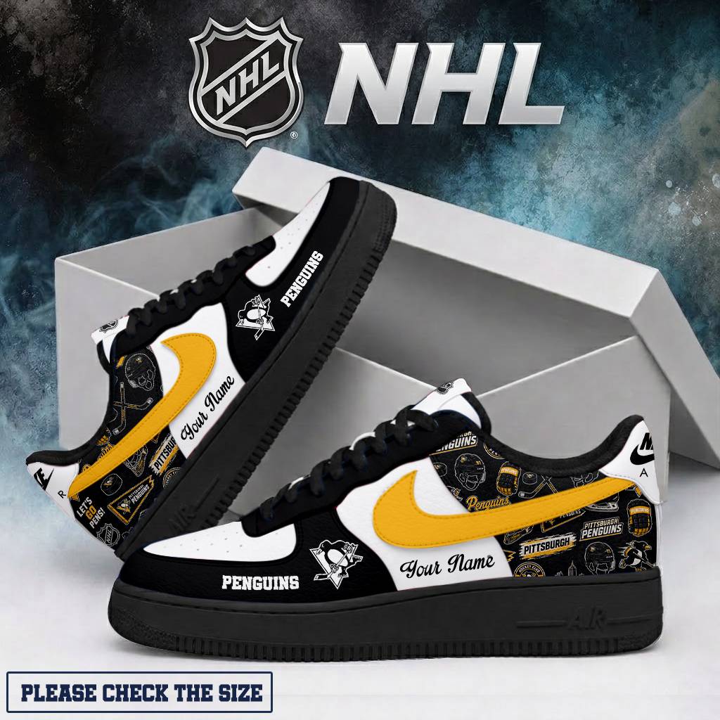 LIMITED EDITION - NEW CUSTOMIZED NHL26 PBP PITTSBURGH PENGUINS AF1 SHOES
