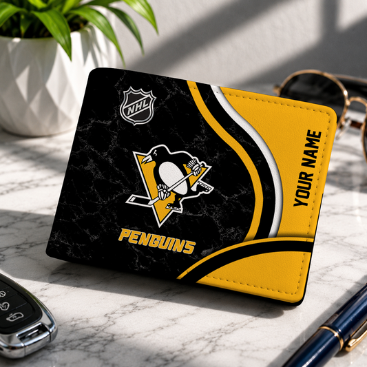 FINAL CLEARANCE - NEW CUSTOMIZED NHL26 PBP PITTSBURGH PENGUINS LEATHER WALLET