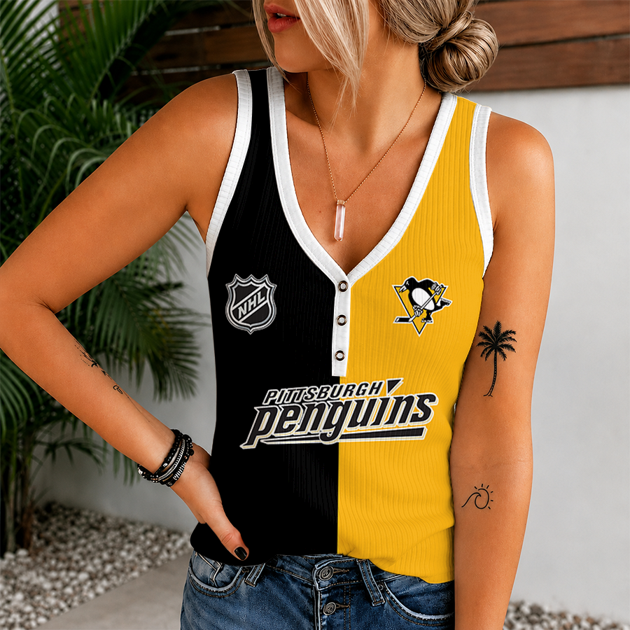 [SUPER SALE] NEW CUSTOMIZED NHL26 PBP PITTSBURGH PENGUINS WOMEN'S V-NECK TANK TOP