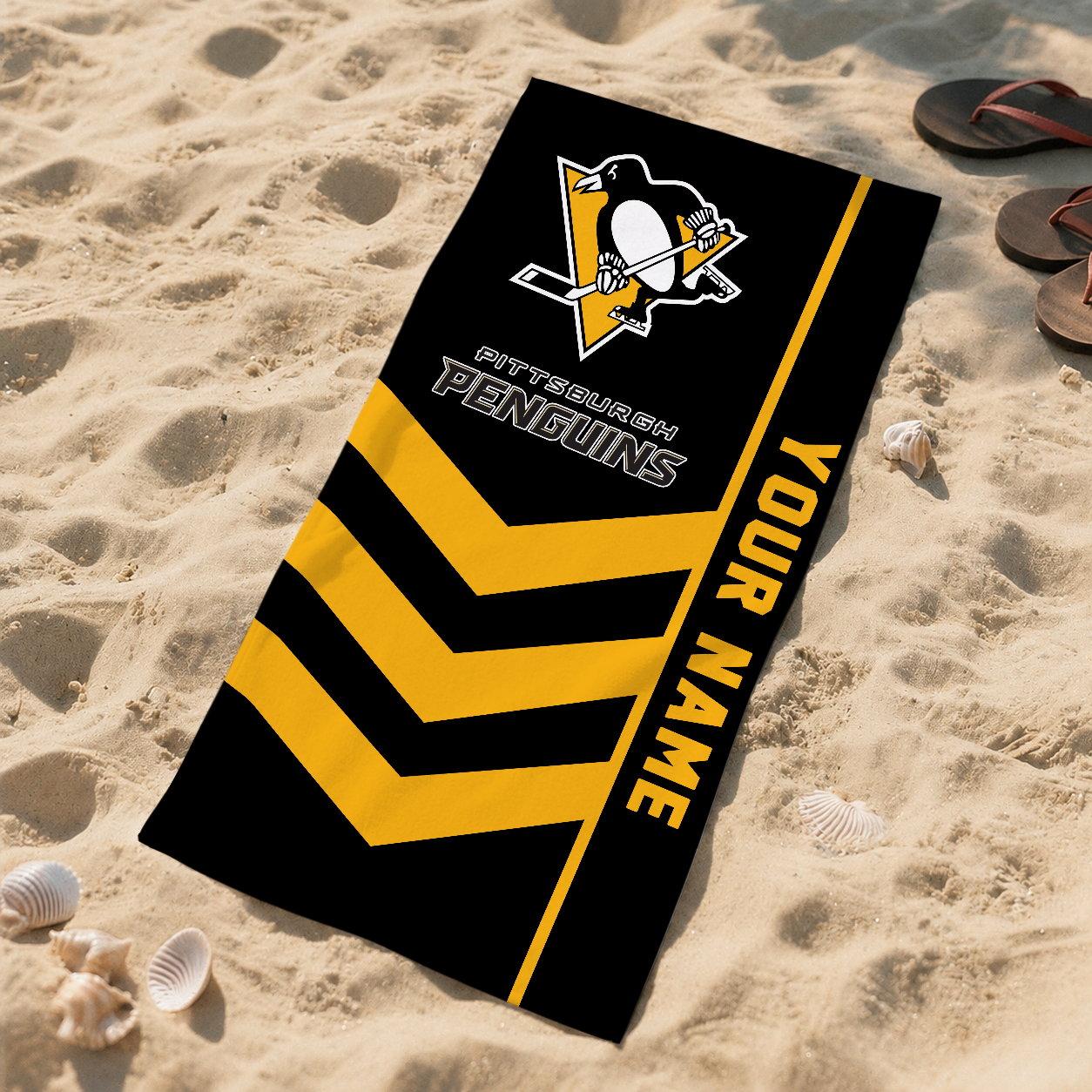 SPECIAL EDITION - NEW CUSTOMIZED NHL26 PBP PITTSBURGH PENGUINS BEACH TOWEL