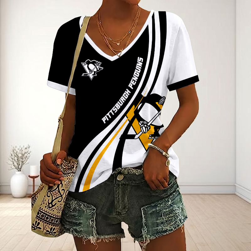 LIMITED EDITION - NEW CUSTOMIZED NHL26 PBP PITTSBURGH PENGUINS V-NECK FEMALE SHIRT
