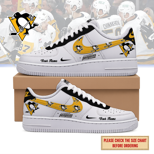EXCLUSIVE EDITION - NEW CUSTOMIZED NHL26 PBP PITTSBURGH PENGUINS AF1 SHOES