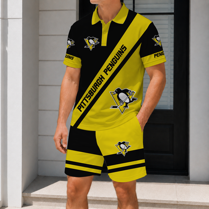 LIMITED EDITION - NEW CUSTOMIZED NHL26 PBP PITTSBURGH PENGUINS POLO & SHORT PANTS SET