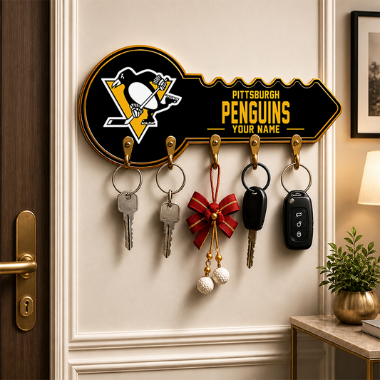 [SUPER SALE] NEW CUSTOMIZED NHL26 PBP PITTSBURGH PENGUINS WALL KEY HOLDER FOR HOME