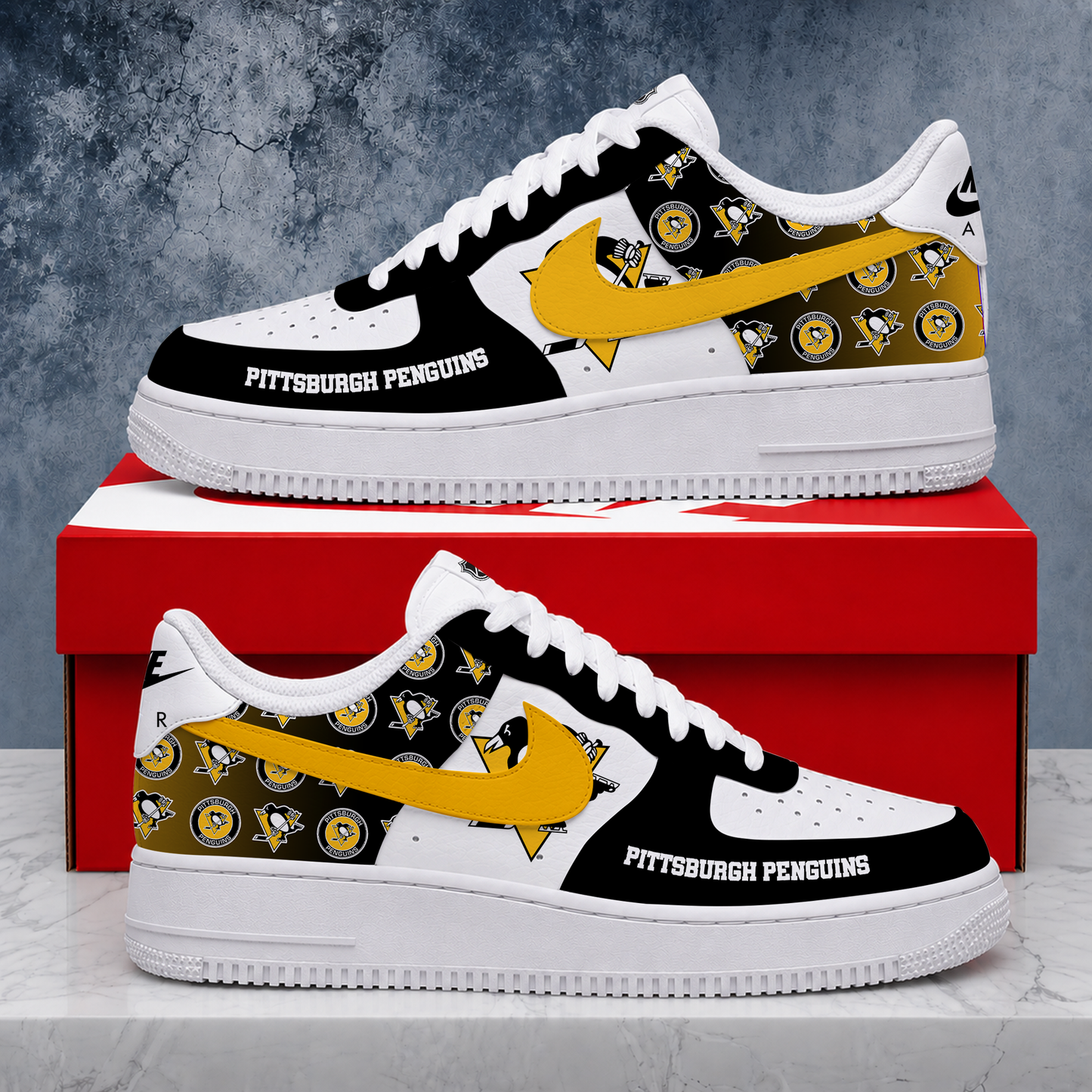LIMITED EDITION - NEW CUSTOMIZED NHL26 PBP PITTSBURGH PENGUINS AF1 SHOES