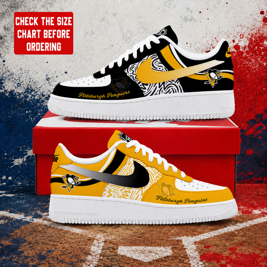LIMITED EDITION - NEW CUSTOMIZED NHL26 PBP PITTSBURGH PENGUINS AF1 SHOES