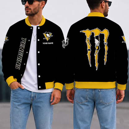 EXCLUSIVE EDITION - NEW CUSTOMIZED NHL26 PBP PITTSBURGH PENGUINS SATIN VARSITY JACKET & BASEBALL JACKET