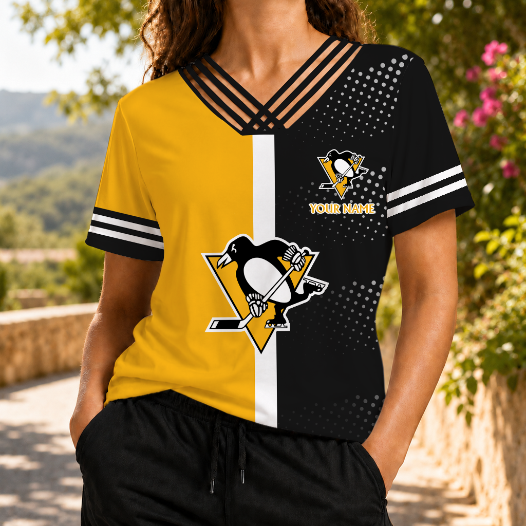 ELITE EDITION - NEW CUSTOMIZED NHL26 PBP PITTSBURGH PENGUINS V-NECK SHIRT