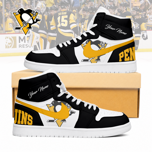 LIMITED EDITION - NEW CUSTOMIZED NHL26 PBP PITTSBURGH PENGUINS AIR JORDAN SNEAKERS