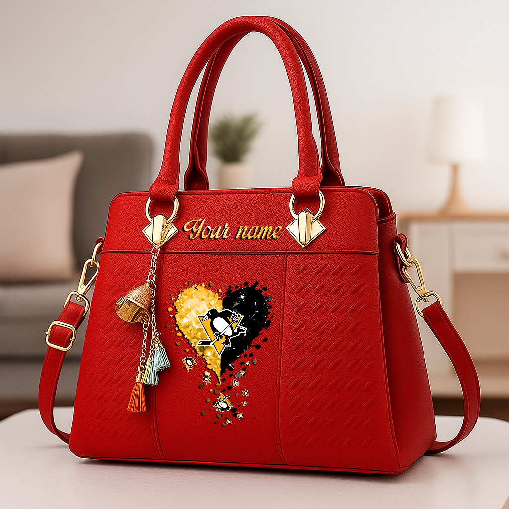 LIMITED EDITION - NEW CUSTOMIZED NHL26 PBP PITTSBURGH PENGUINS ZIP HANDBAG MULTICOLOR