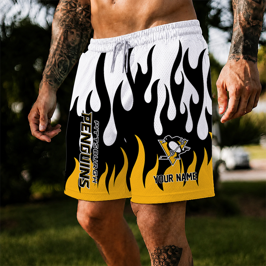 [SUPER SALE] NEW CUSTOMIZED NHL26 PBP PITTSBURGH PENGUINS SHORT PANTS