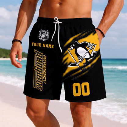 LIMITED EDITION - NEW CUSTOMIZED NHL26 PBP PITTSBURGH PENGUINS SHORT PANTS