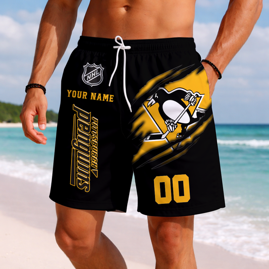LIMITED EDITION - NEW CUSTOMIZED NHL26 PBP PITTSBURGH PENGUINS SHORT PANTS
