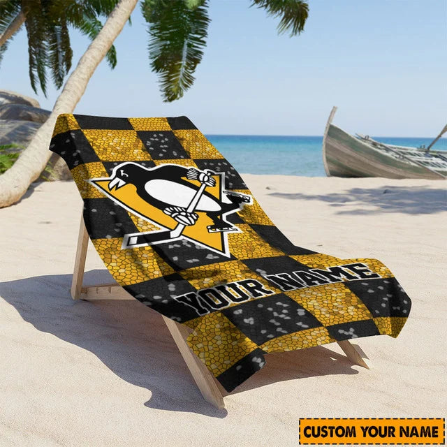 LIMITED EDITION - NEW CUSTOMIZED NHL26 PBP PITTSBURGH PENGUINS BEACH TOWEL FOR FAN