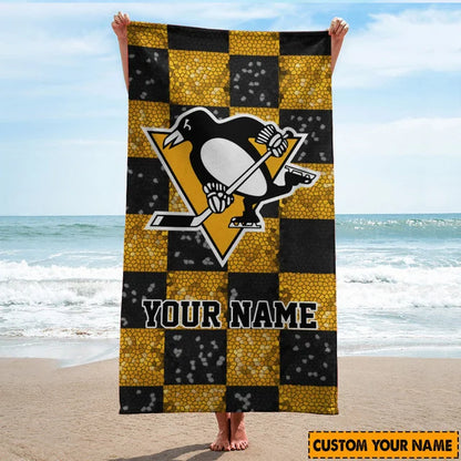 LIMITED EDITION - NEW CUSTOMIZED NHL26 PBP PITTSBURGH PENGUINS BEACH TOWEL FOR FAN