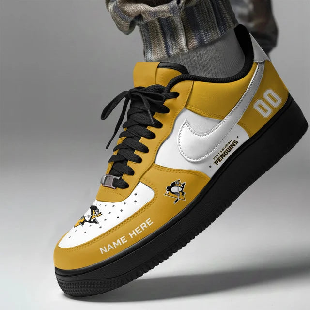[SUPER SALE] NEW CUSTOMIZED NHL26 PBP PITTSBURGH PENGUINS AF1 SHOES