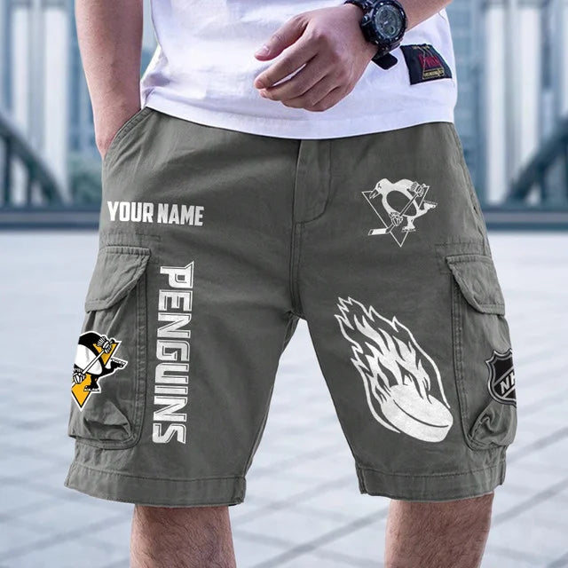 [SUPER SALE] NEW CUSTOMIZED NHL26 PBP PITTSBURGH PENGUINS CARGO SHORTS