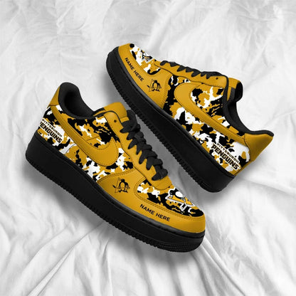 [SUPER SALE] NEW CUSTOMIZED NHL26 PBP PITTSBURGH PENGUINS AF1 SHOES