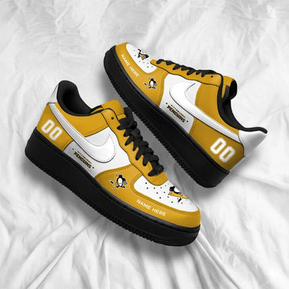 [SUPER SALE] NEW CUSTOMIZED NHL26 PBP PITTSBURGH PENGUINS AF1 SHOES
