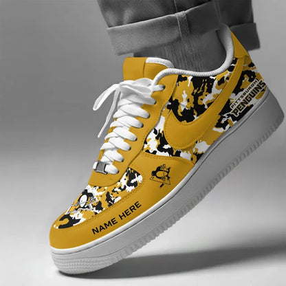 [SUPER SALE] NEW CUSTOMIZED NHL26 PBP PITTSBURGH PENGUINS AF1 SHOES