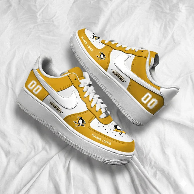 [SUPER SALE] NEW CUSTOMIZED NHL26 PBP PITTSBURGH PENGUINS AF1 SHOES