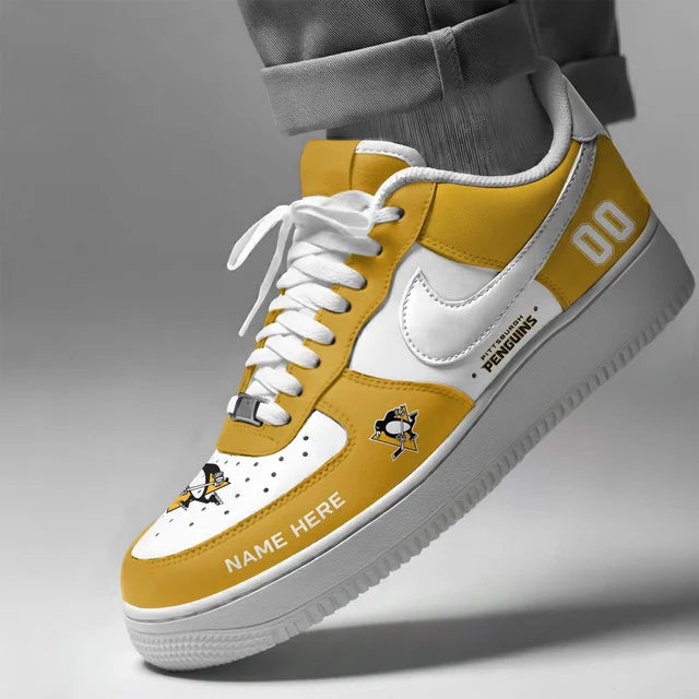 [SUPER SALE] NEW CUSTOMIZED NHL26 PBP PITTSBURGH PENGUINS AF1 SHOES